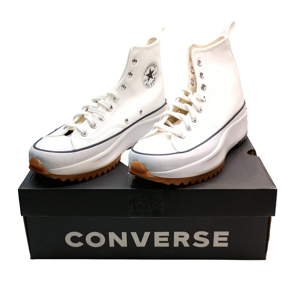 Converse Run Star Hike Hi Women Size 10 White Black Gum 166799C Platform Sneaker